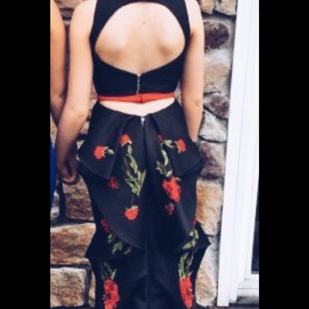 Black and red rose prom dress - Picture 2 of 5